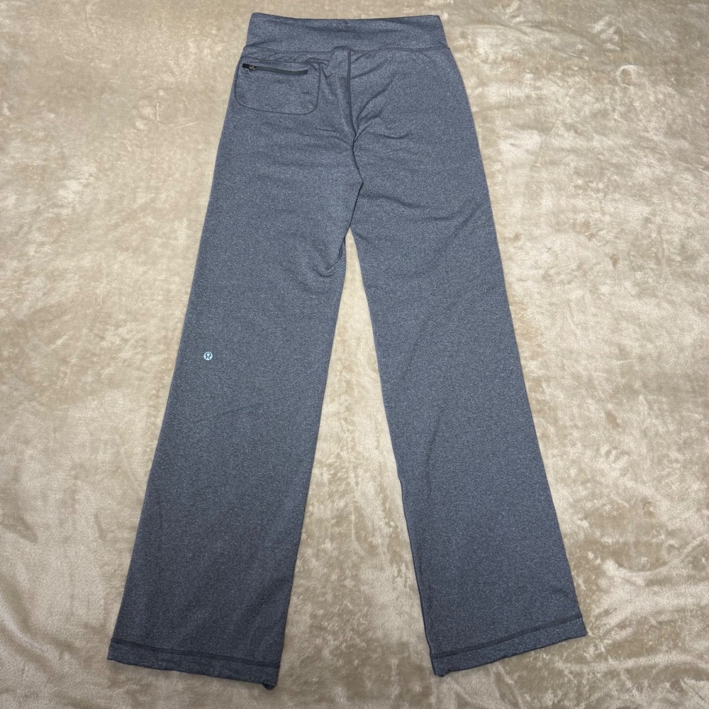 Lululemon Athletica Gray Heathered Straight Leg Yoga Pants Zipper Pocket Size 4